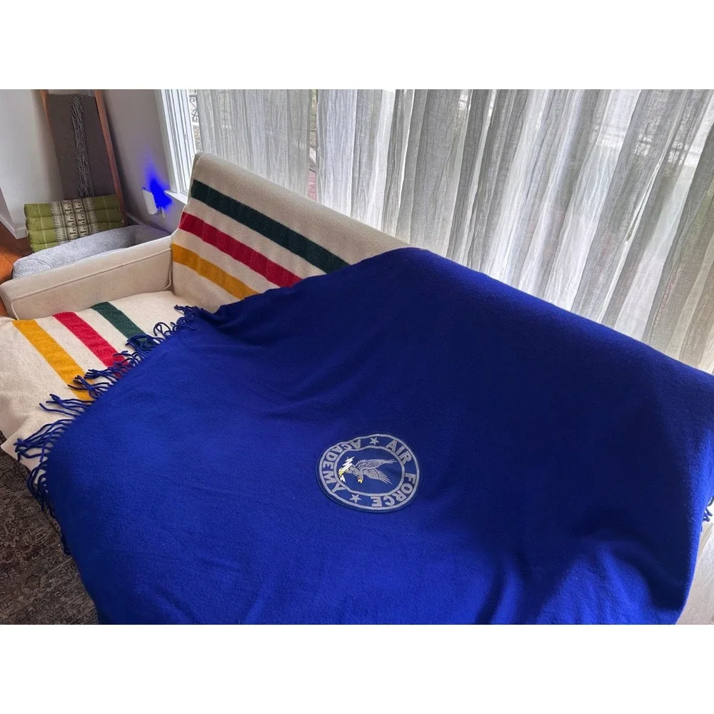 Vintage Pendleton Air Force Academy Blue Wool Blanket Throw USA Made 65x53